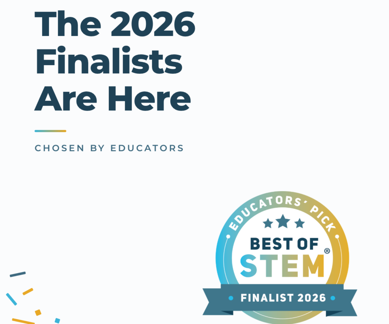 Educators Pick Best of STEM 2026 Awards finalist announcement badge